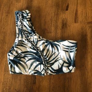 NWOT MIKOH One Shoulder Palm Print Top